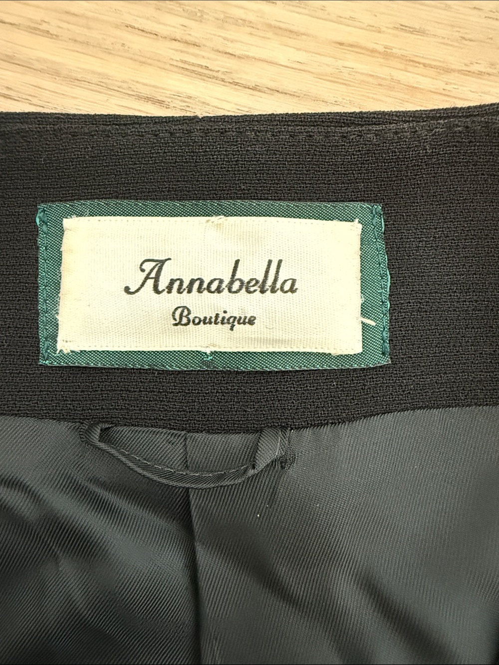Annabella Boutique Italy Pure New Wool Collarless Black Blazer Jacket Sz 47 / M - Picture 2 of 9
